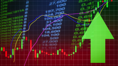 Trading floor with multiple stock market screens in 2025