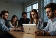 Pakistani IT professionals working in a software development office