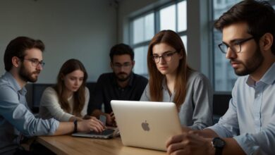 Pakistani IT professionals working in a software development office