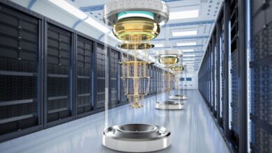 Quantum computer server room in 2025