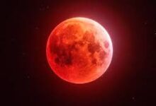 Blood Moon during total lunar eclipse glowing red in the night sky on Sunday 7 September 2025